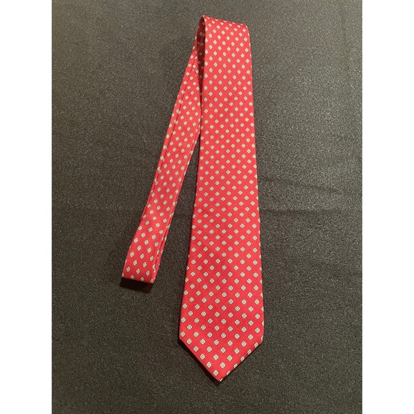 VTG Pauline Trigere 100% Italian Silk Necktie Classic Red Dot Geometric Tie 58x3 - Picture 1 of 4